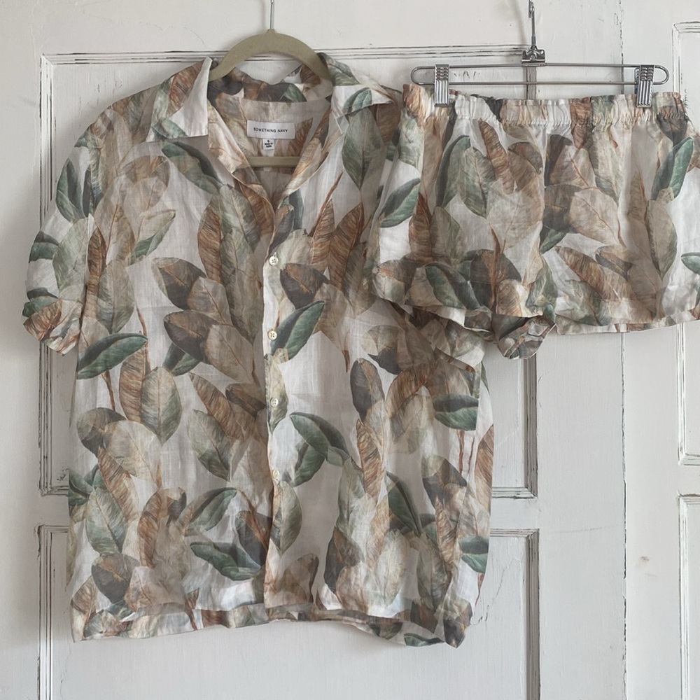 Something Navy Matching Button Down Set Small - image 3